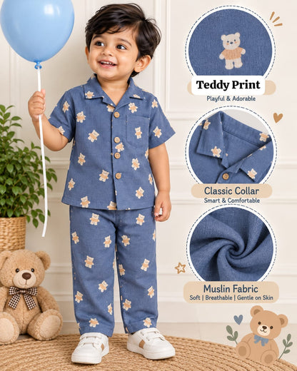 Boys Muslin coord sets| summer boys full pant sets | 6m to 4 years