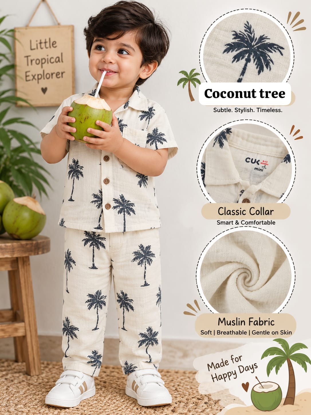 Boys Muslin coord sets| summer boys full pant sets | 6m to 4 years
