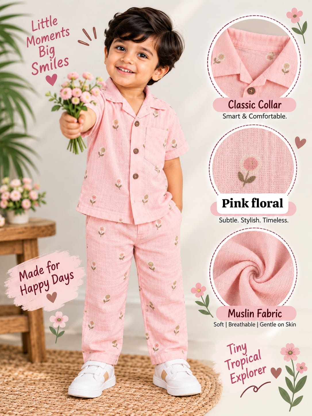 Boys Muslin coord sets| summer boys full pant sets | 6m to 4 years