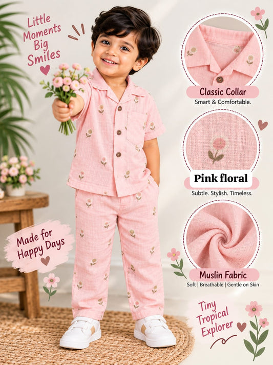 Boys Muslin coord sets| summer boys full pant sets | 6m to 4 years