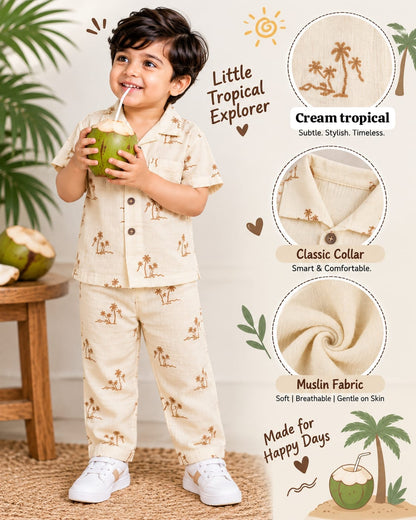 Boys Muslin coord sets| summer boys full pant sets | 6m to 4 years