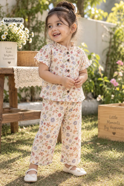 Muslin Frill Collar Cord Sets, 2yrs - 6yrs, Muslin top and pant, Loved by many