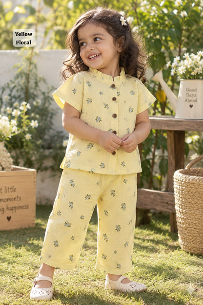 Muslin Frill Collar Cord Sets, 2yrs - 6yrs, Muslin top and pant, Loved by many