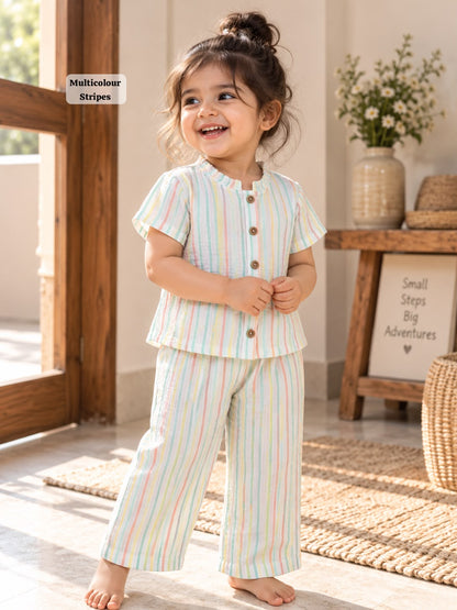 Muslin Frill Collar Cord Sets, 2yrs - 6yrs, Muslin top and pant, Loved by many