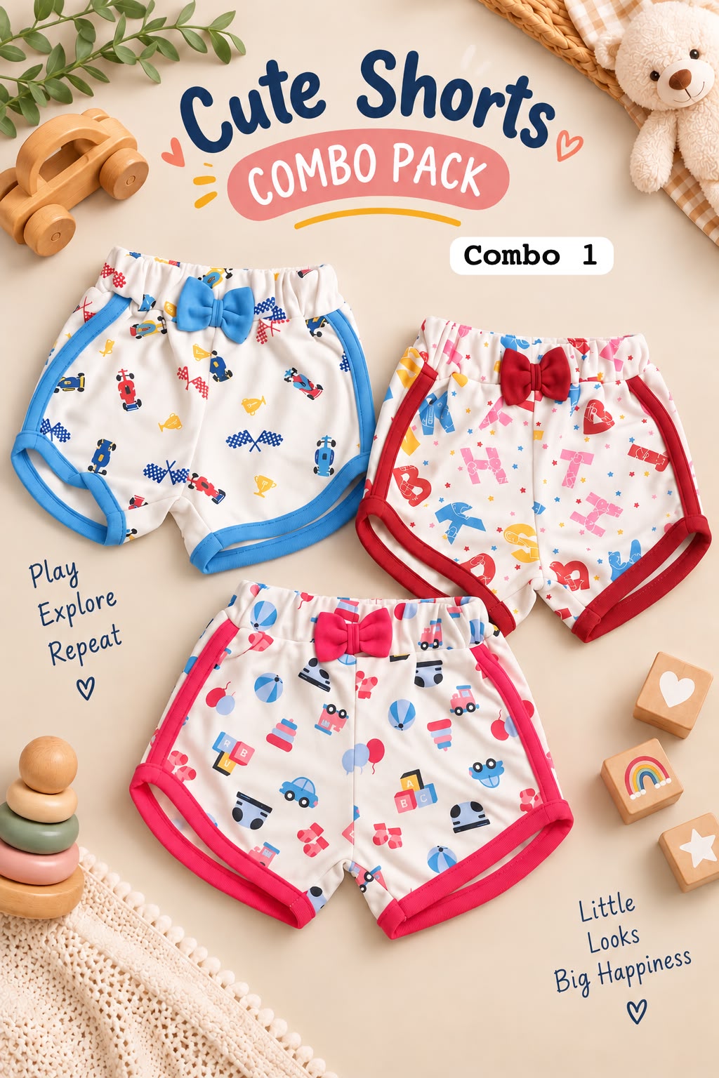 Casual Bow girls Shorts for Babies for 0 To 6 months