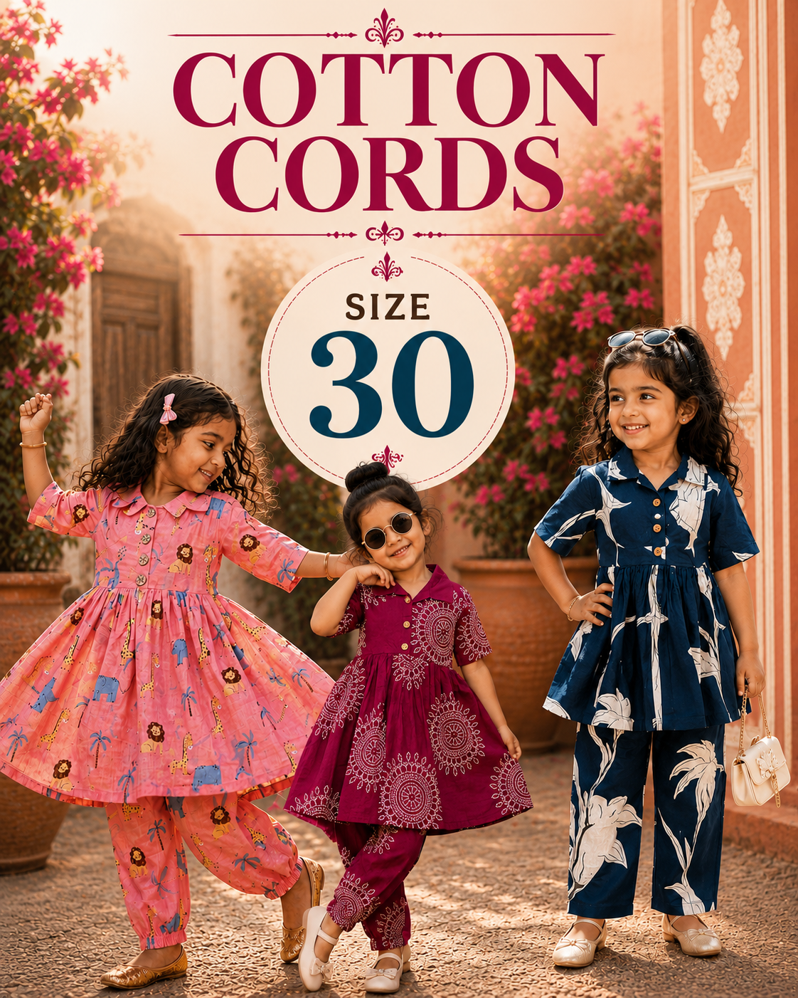Cotton Coords for Girls |9-10yrs size |Size 30 | Our Traditional Edition