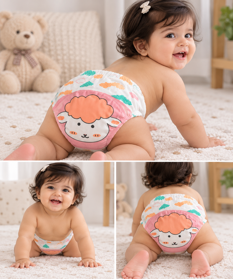 Baby Diaper Pants | Potty Training Underwear | Soft, Washable & Reusable Cotton Nappies for Boys & Girls | Multicolor Prints