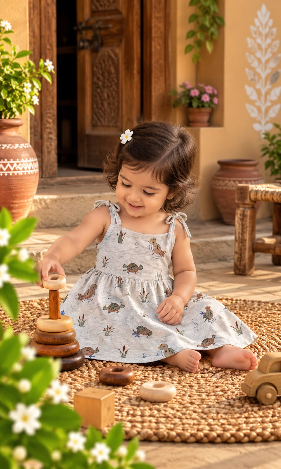 Sleeveless Tie-Shoulder Frock 🌸,Newborn  to 24m, Buy 4 for 599/-