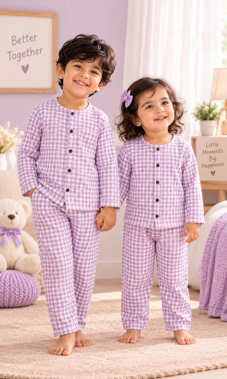 Lavender Sibling Snap Button Combo Set 💜 , Unisex , 12  Months - 5 yrs