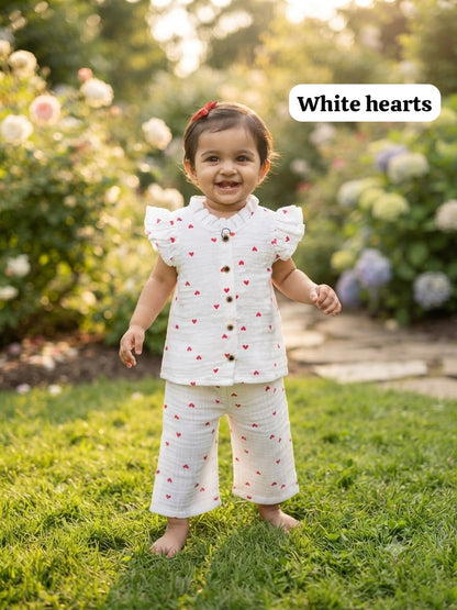 Muslin Ruffle Collar Frill Sleeve Pant Sets |1yr - 3yrs | Muslin Babe Edition