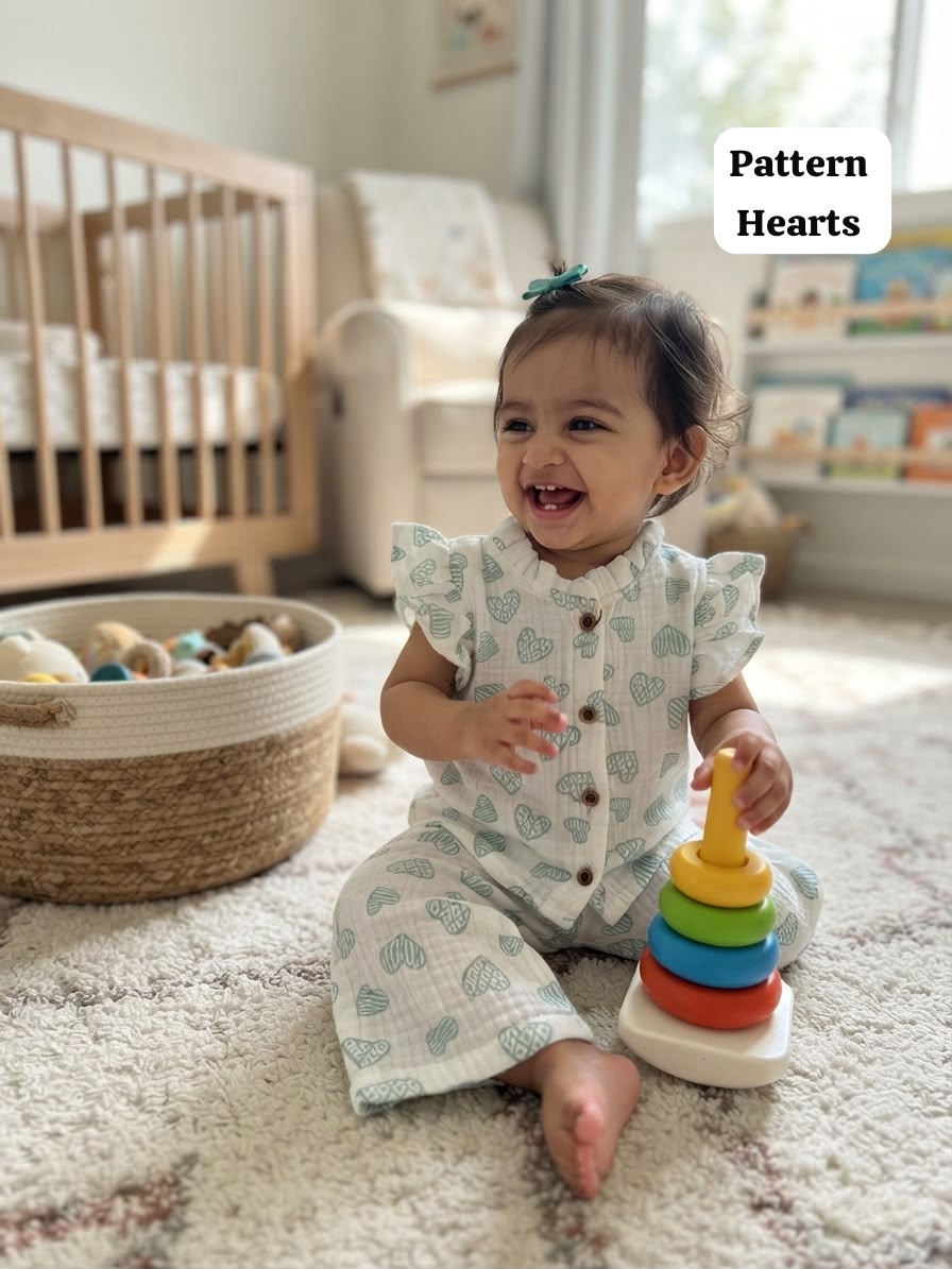 Muslin Ruffle Collar Frill Sleeve Pant Sets |1yr - 3yrs | Muslin Babe Edition