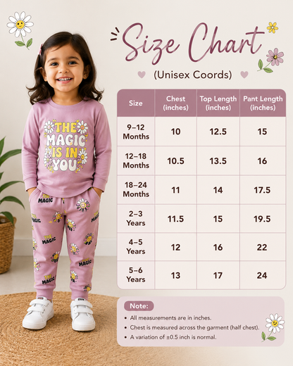 Casual Unisex full sleeve Coords for 6 months to 5yrs! Buy 4@999