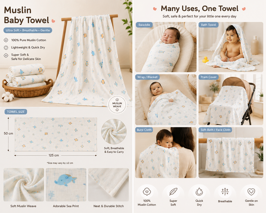 Muslin multipurpose towels| baby swaddles