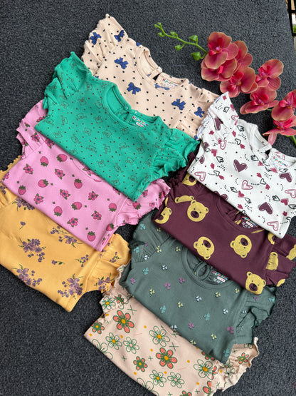 Soft Ribbed Cotton Frill sleeve Pant Sets | 1yr to 4yrs|