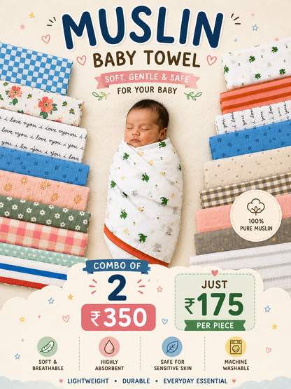 Pure Muslin export surplus Towels combo pack | swaddle 120*130cm