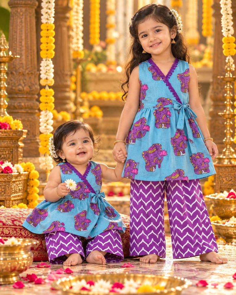 ✨ Pure cotton festive wear( 6 Months To 6 Years, Cotton, EthnicWear| sleeveless wrap style