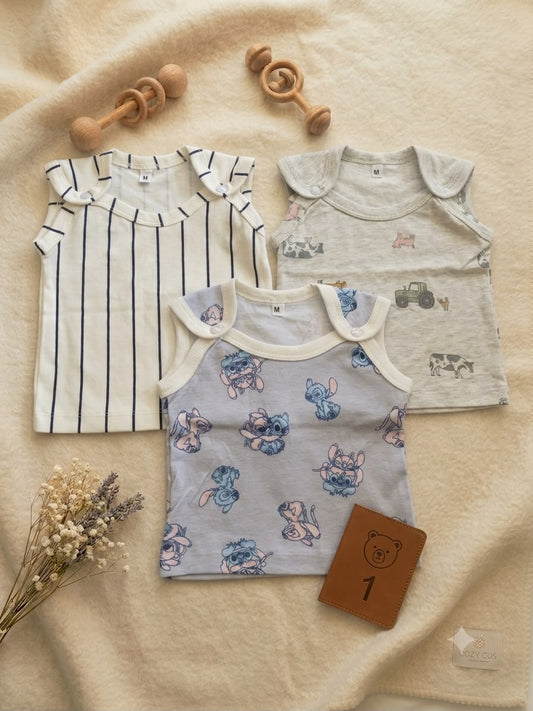 Jablas, sleeveless upper button, 0-12 Months, combos of 3