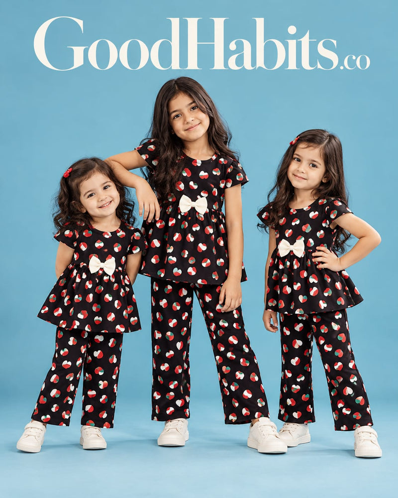 Peplum  Top & Relaxed Fit Pants Set| For Girls |2 To 9 yrs| Cotton