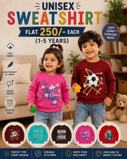Unisex Sweat Shirts for 1yrs-6yrs| Cozy monsoon collection