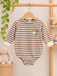 Unisex Striped Cotton Baby Romper Bodysuit ,For 0 To 24 Months , waffle