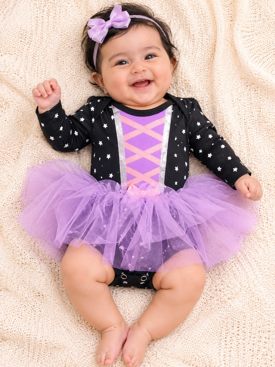 Baby Girl Long Sleeve Ruffle Tutu Romper with Frilled Neckline,0 To 12 months