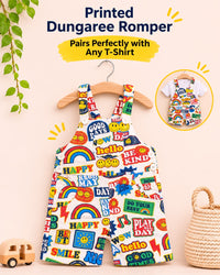 Printed Cotton Dungaree Romper for 4 Years