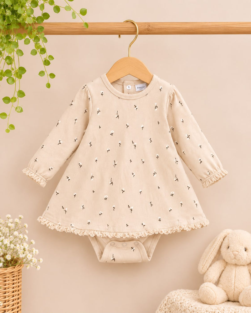 Floral Frill Frock Romper for Baby Girls For 3-6 Months
