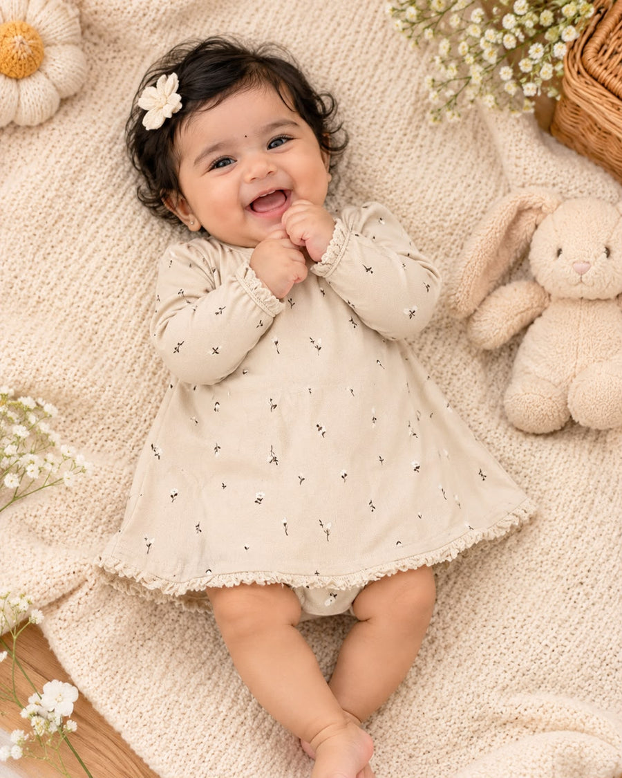 Floral Frill Frock Romper for Baby Girls For 3-6 Months