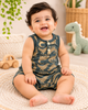 Sleeveless Dinosaur Print Baby Romper For 0-24 Months