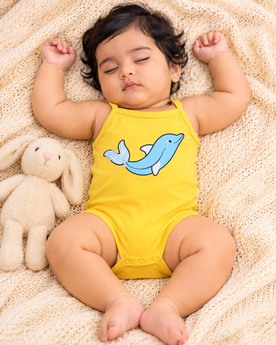 Baby Girl Sleeveless Cotton Bodysuit For 6-12 Months