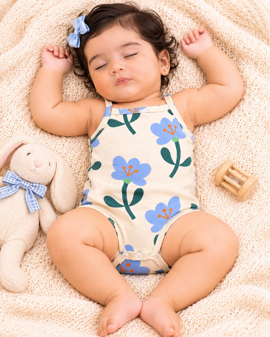 Baby Girl Sleeveless Cotton Bodysuit For 6-12 Months