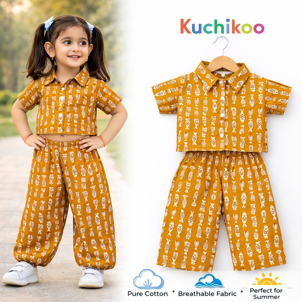 Pure Cotton Palazzo Set with Crop Top
