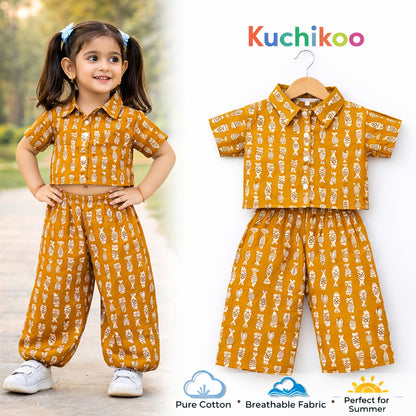 Pure Cotton Palazzo Set with Crop Top