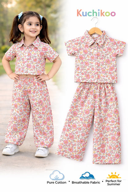 Pure Cotton Palazzo Set with Crop Top