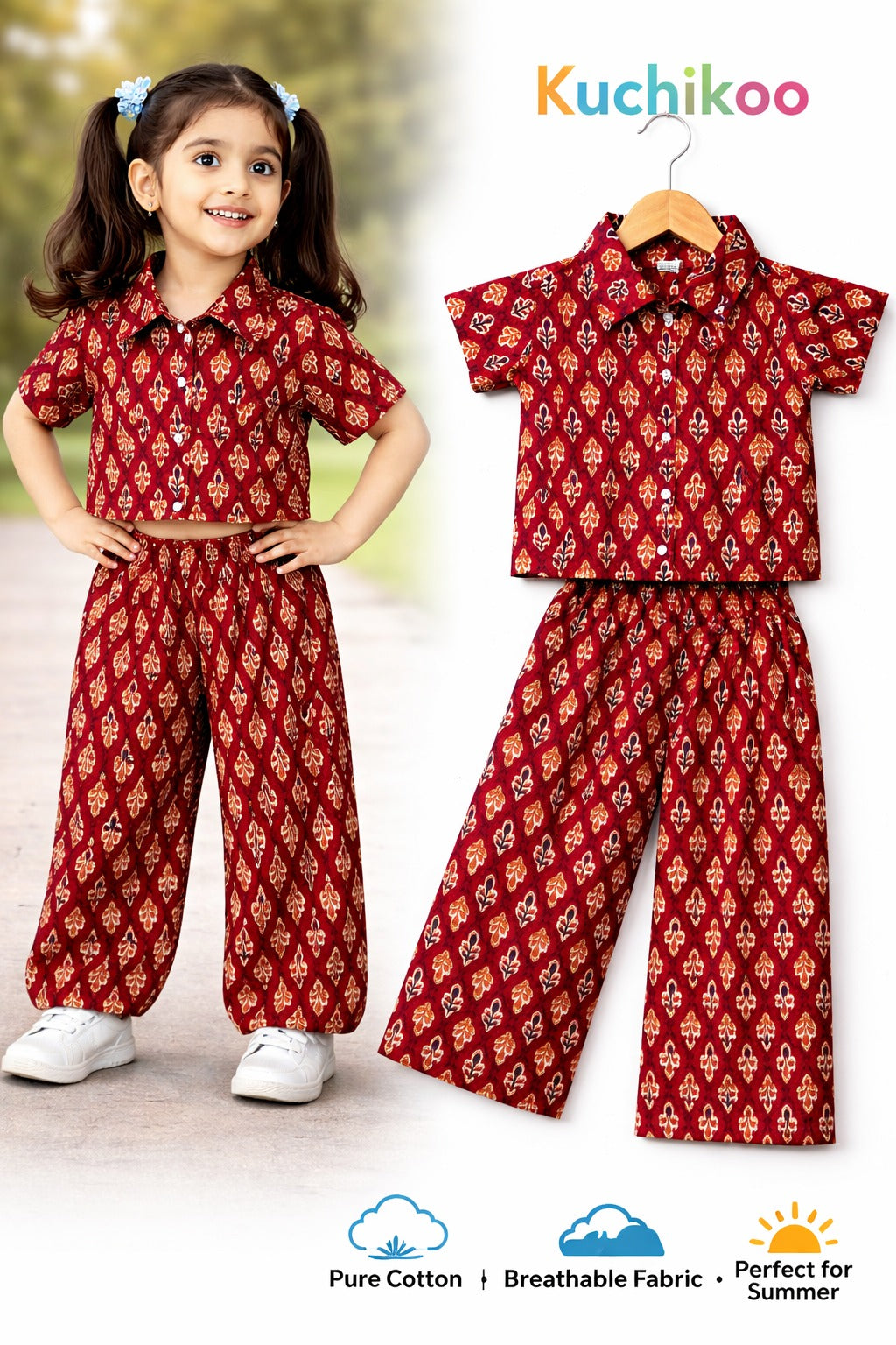 Pure Cotton Palazzo Set with Crop Top