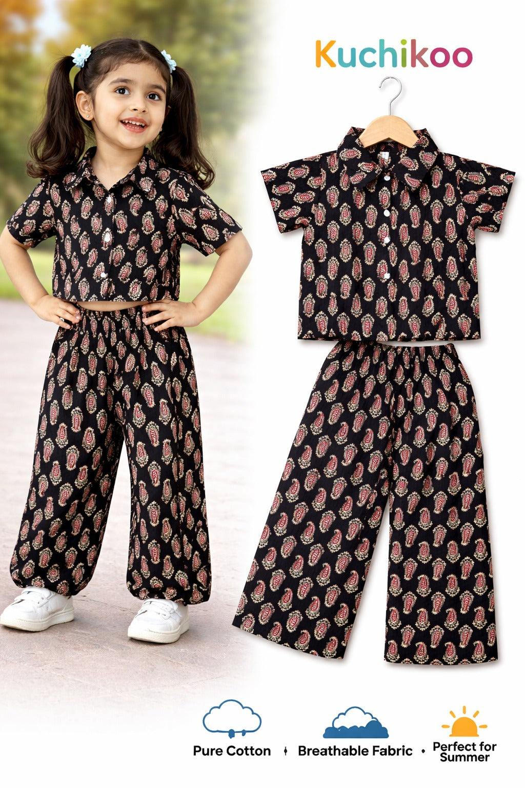 Pure Cotton Palazzo Set with Crop Top