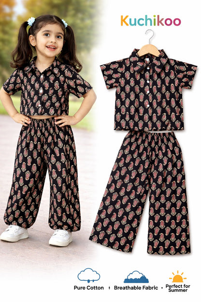 Pure Cotton Palazzo Set with Crop Top