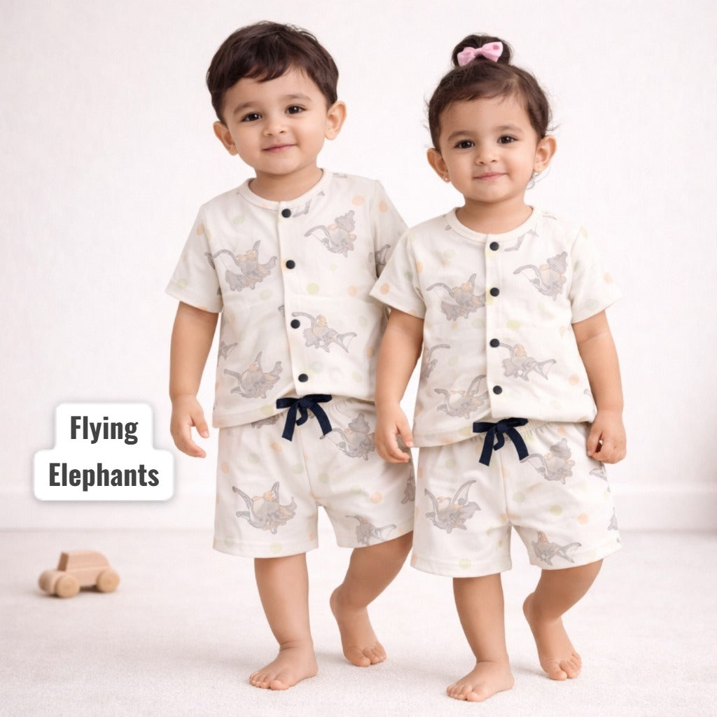 Unisex Snap Button Short Sets