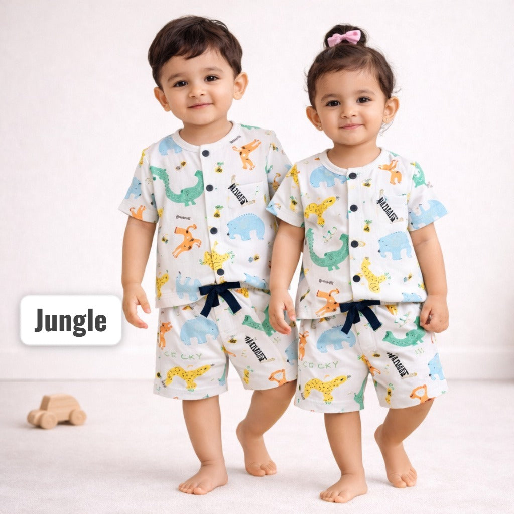 Unisex Snap Button Short Sets