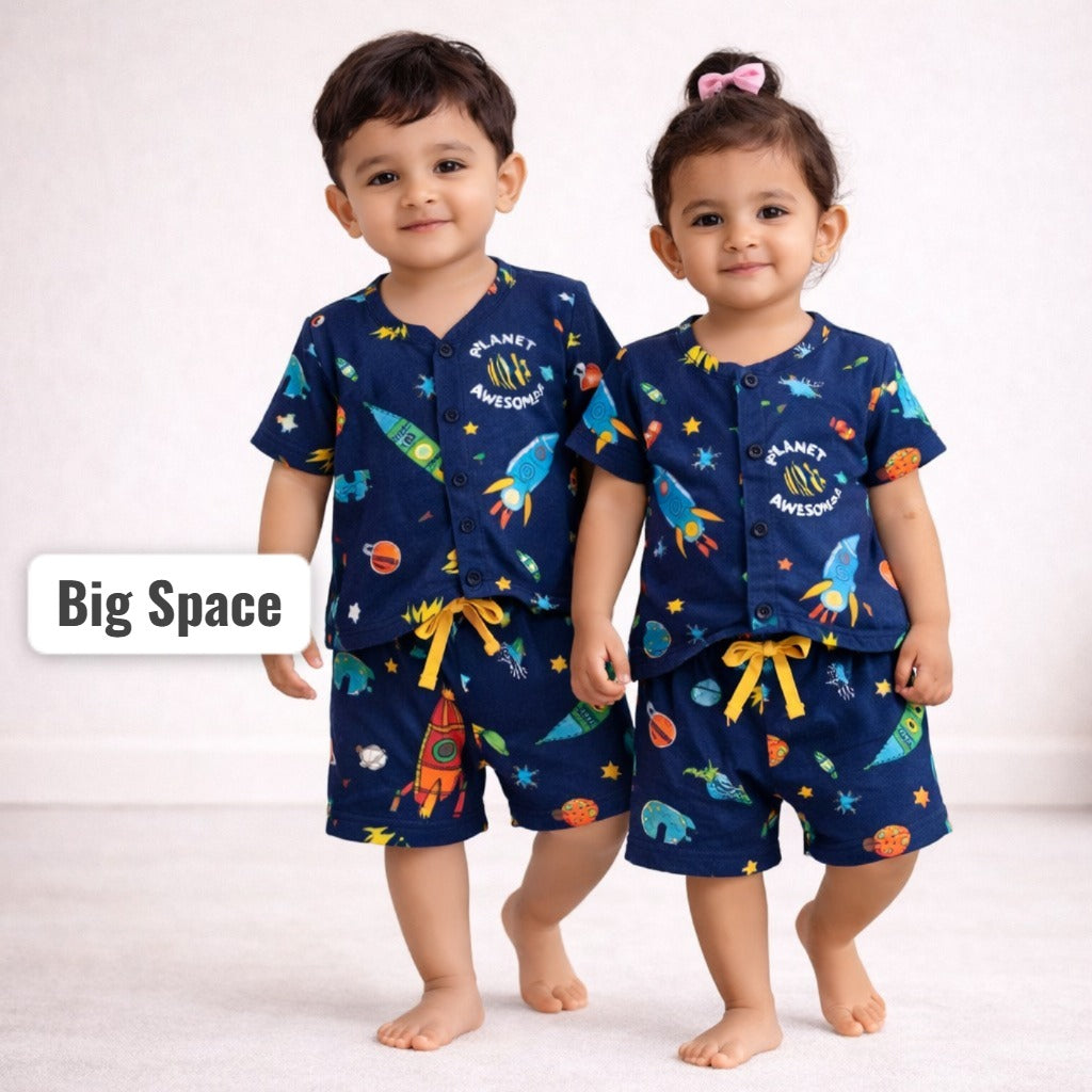 Unisex Snap Button Short Sets