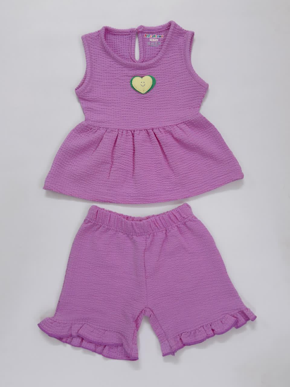 Berry Bubble Coord Set for Girls |Textured Soft Bubble Fabric | 1-5 Years