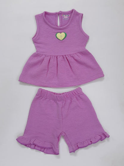Berry Bubble Coord Set for Girls |Textured Soft Bubble Fabric | 1-5 Years
