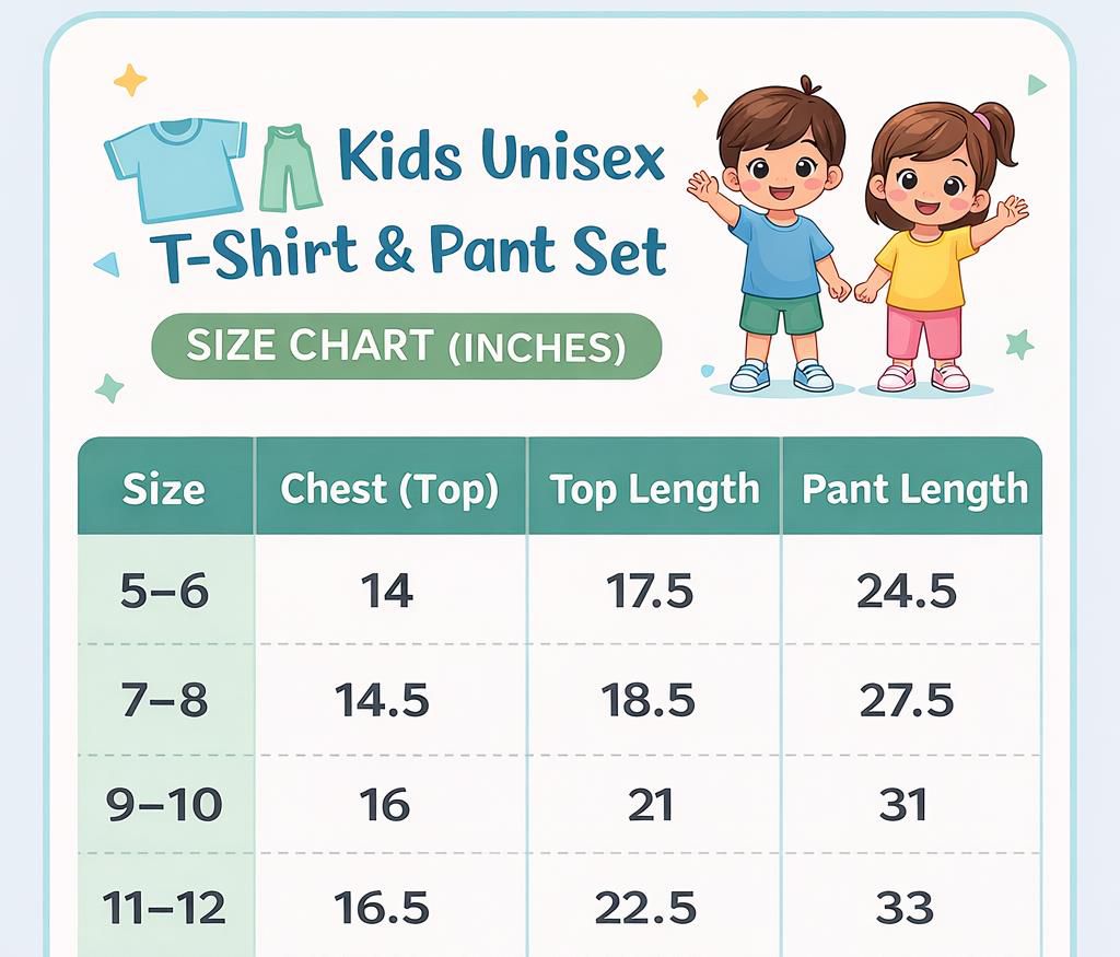 Unisex cord sets (5yrs to 12yrs)