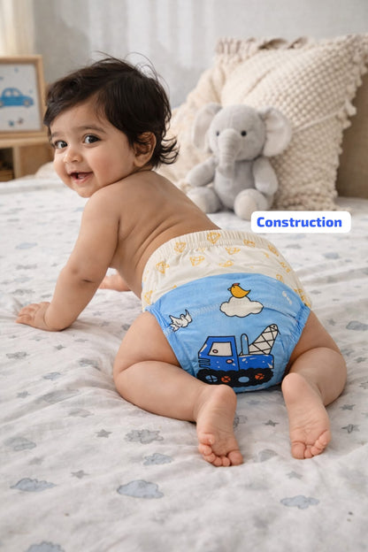 Baby Diaper Pants | Potty Training Underwear | Soft, Washable & Reusable Cotton Nappies for Boys & Girls | Multicolor Prints