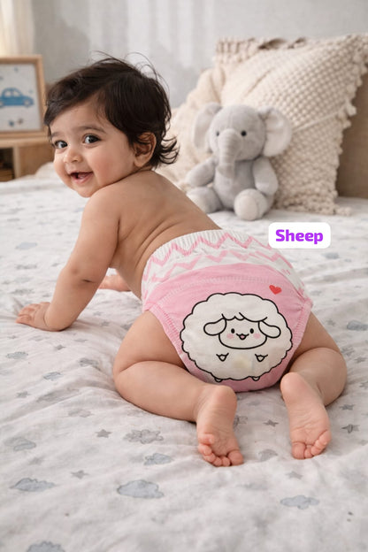 Baby Diaper Pants | Potty Training Underwear | Soft, Washable & Reusable Cotton Nappies for Boys & Girls | Multicolor Prints