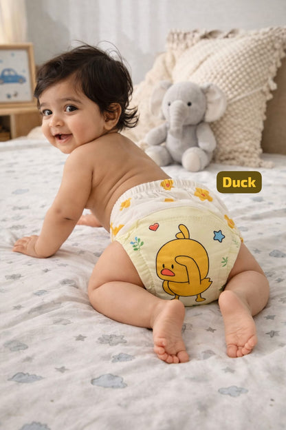 Baby Diaper Pants | Potty Training Underwear | Soft, Washable & Reusable Cotton Nappies for Boys & Girls | Multicolor Prints