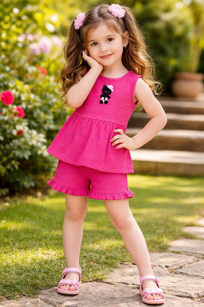 Berry Bubble Coord Set for Girls |Textured Soft Bubble Fabric | 1-5 Years