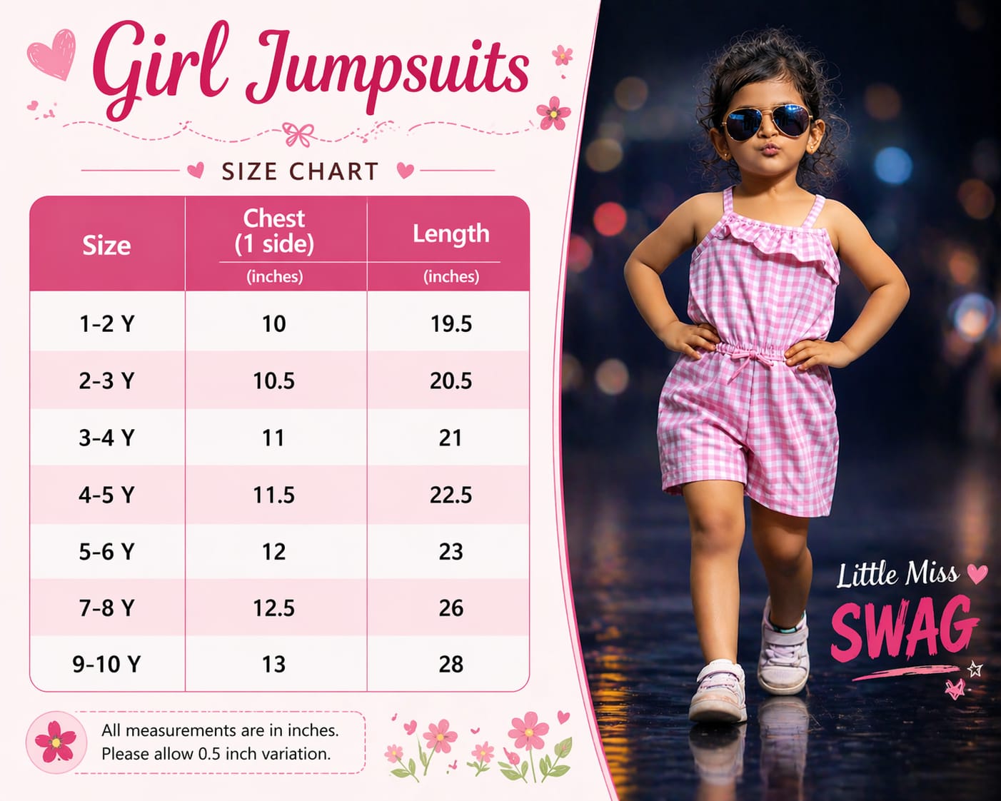 Baby Girls Stylish Cotton Jumpsuit | Summer Special | Soft & Breathable Outfit for Toddlers (1–10 Years) | Multiple Designs