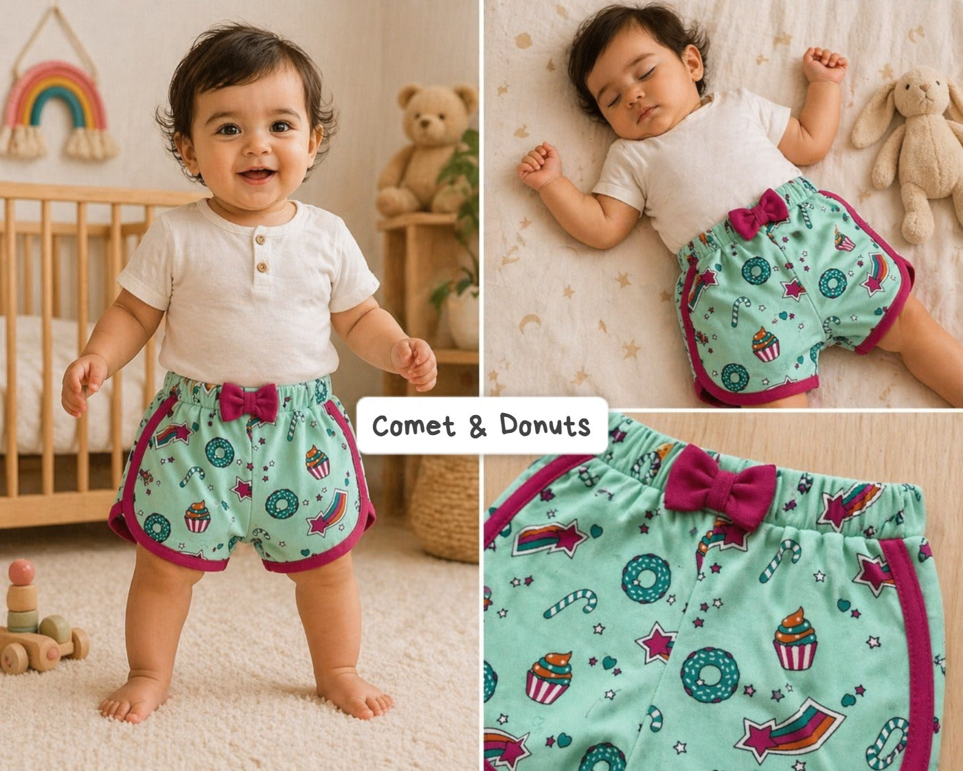 Baby Unisex Bow Shorts  | Suitable for any top | Breathable and Soft fabric
