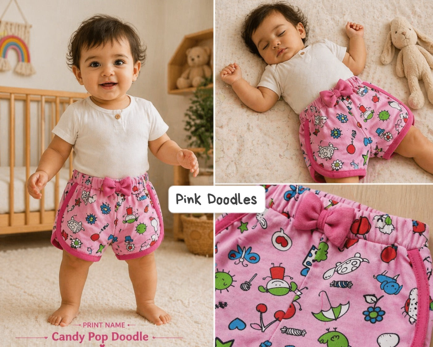 Baby Unisex Bow Shorts  | Suitable for any top | Breathable and Soft fabric
